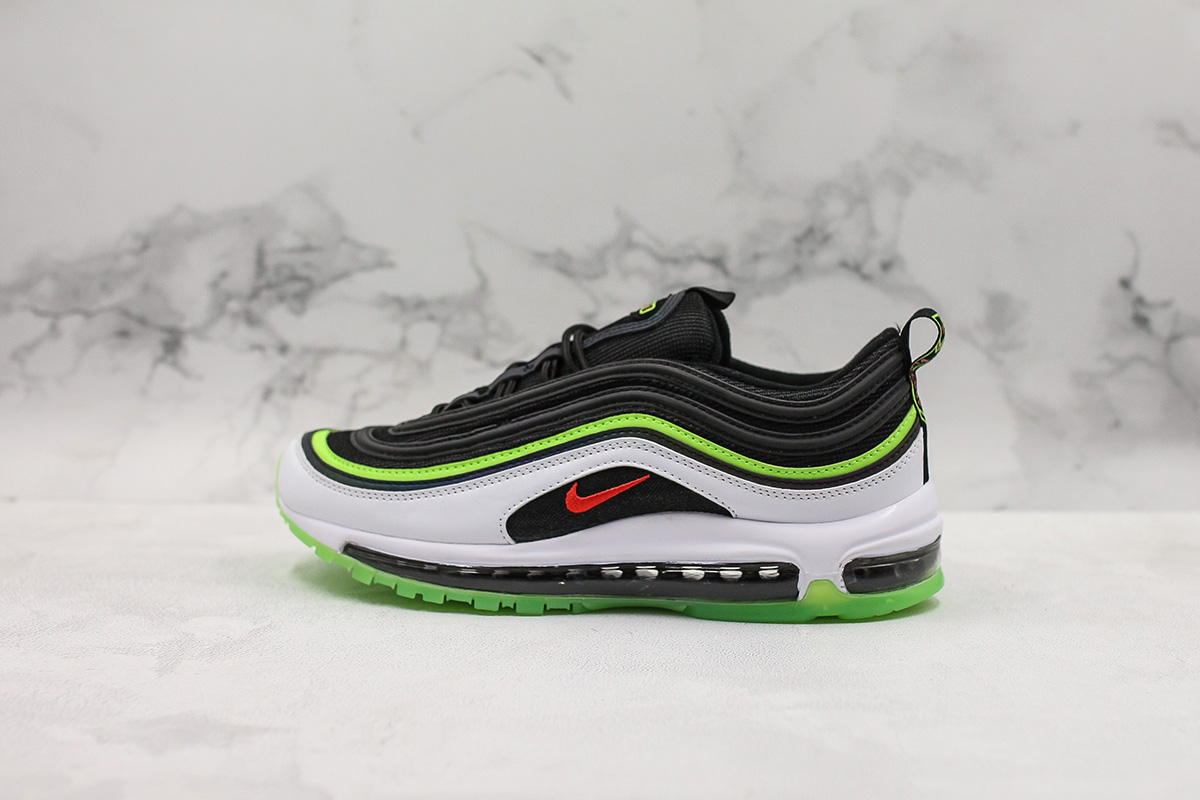 green white and black air max 97