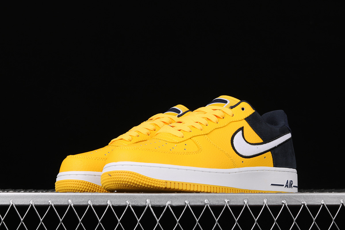 yellow and navy blue air force ones