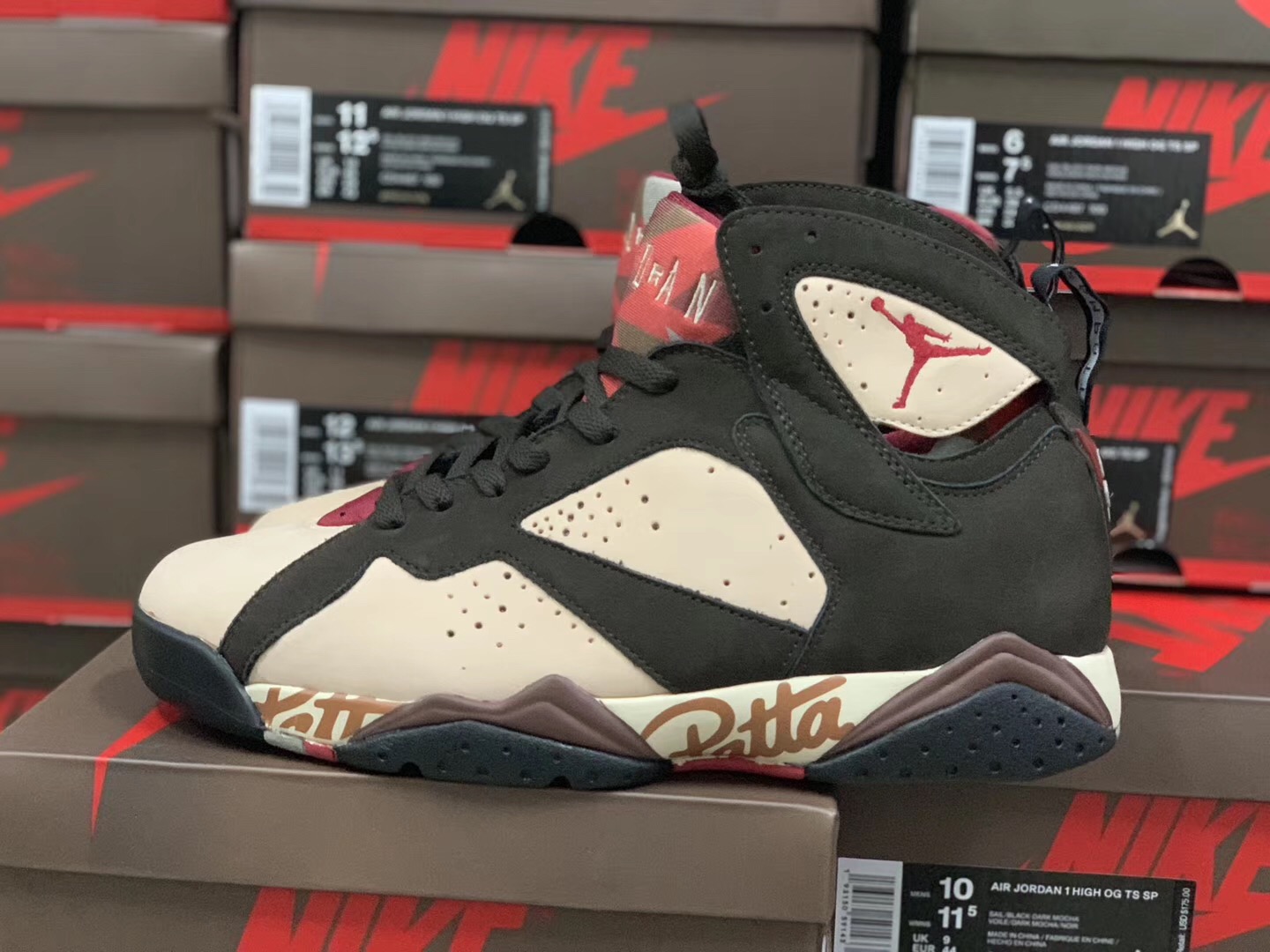 Patta x Air Jordan 7 Mahogany Shimmer/Tough Red-Velvet Brown For Sale ...