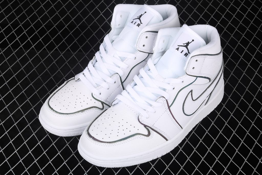 iridescent reflective white air jordan 1s