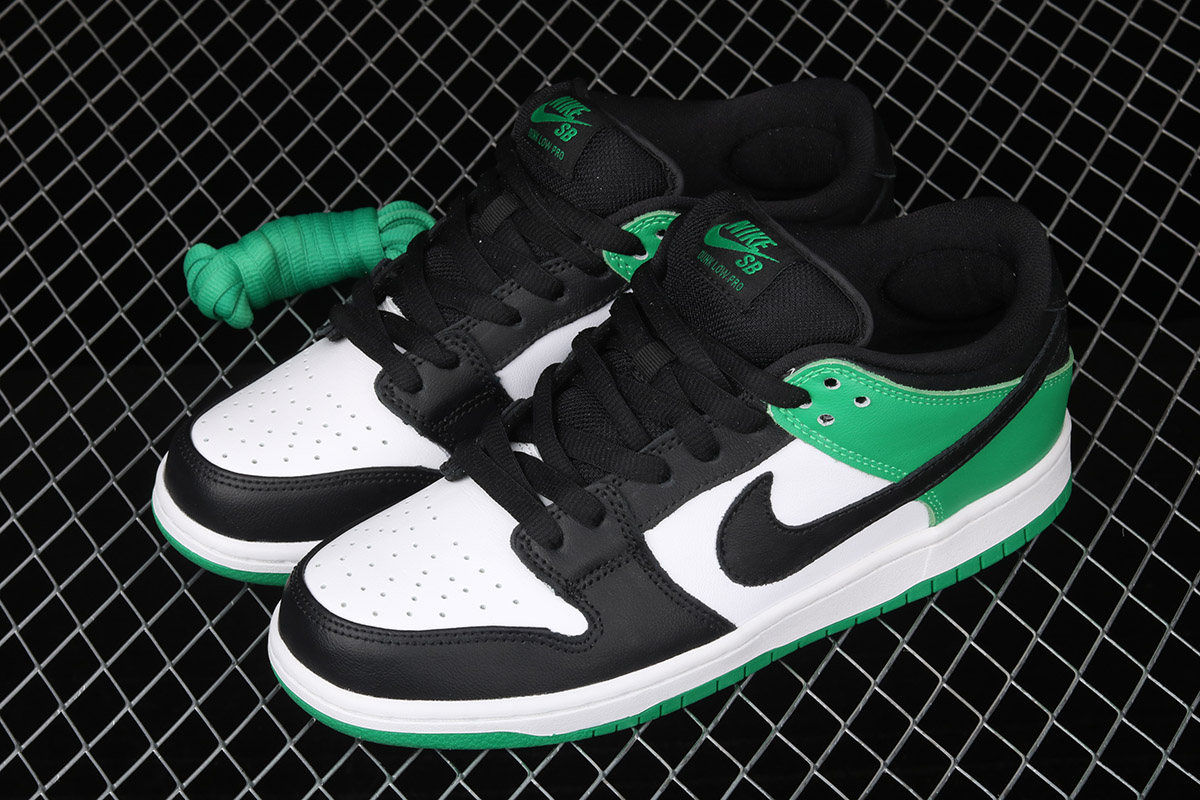 nike dunk low green black white