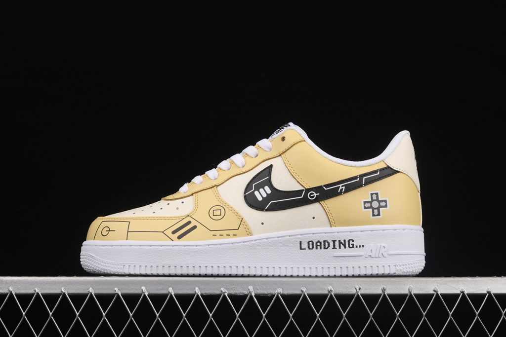 white and yellow air force ones