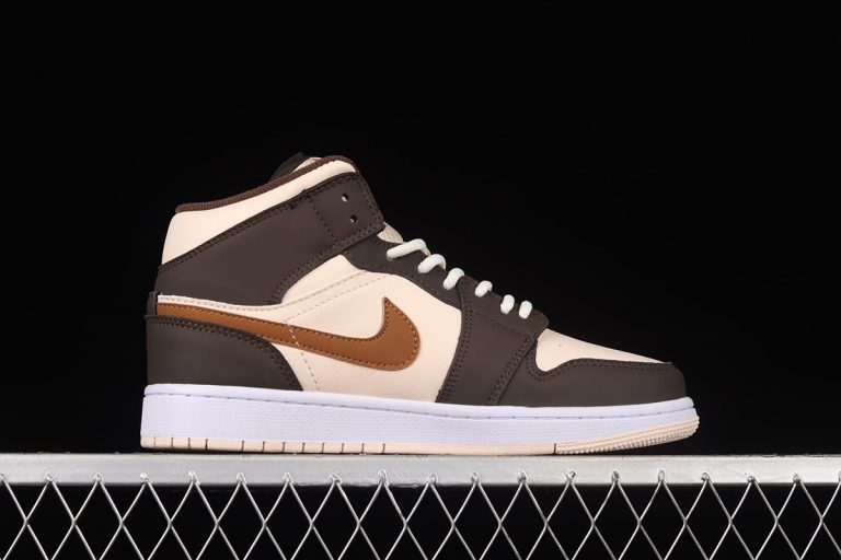 Air Jordan 1 Mid Cream/Dark Chocolate For Sale Jordans To U