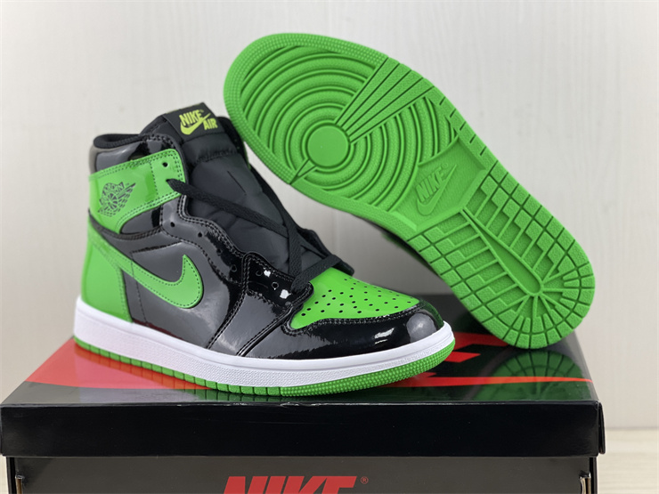 green patent leather jordan 1