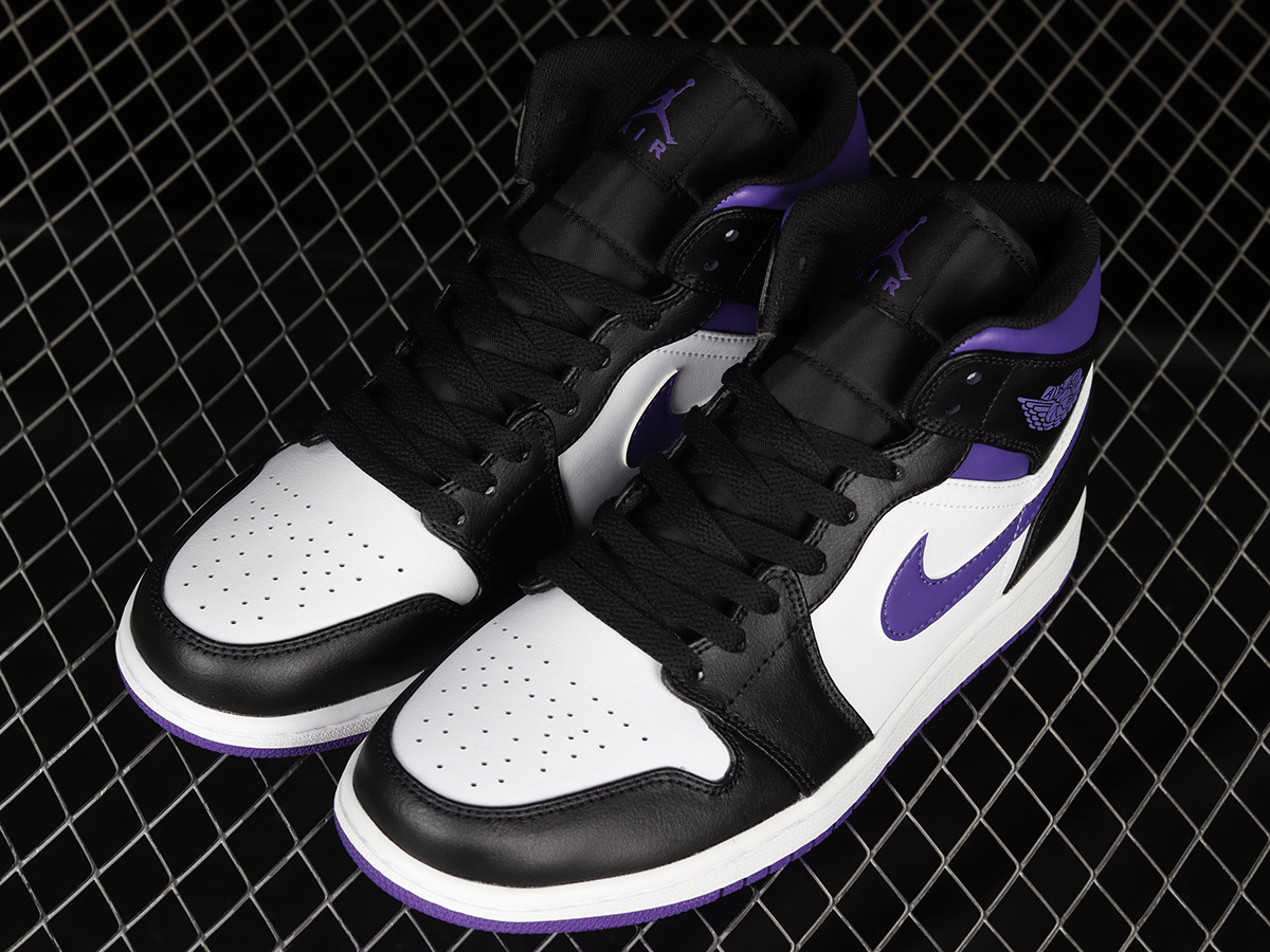 Air Jordan 1 Mid White Black Purple 554724 095 For Sale Jordans To U 5728