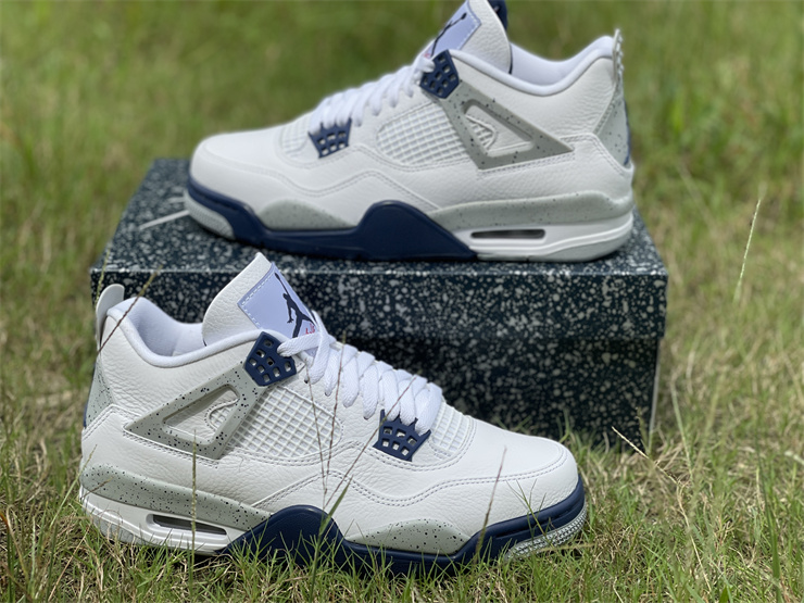 Air Jordan 4 White/Midnight Navy-Light Smoke Grey-Fire Red For Sale ...